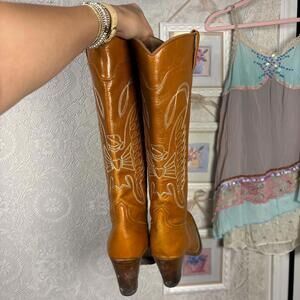 vintage leather embroidered cow girl boots